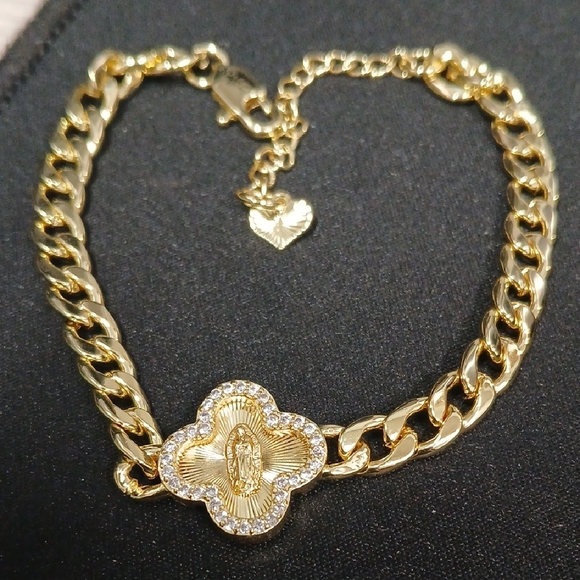Jewelry - 18k Gold Filled Over 925 Bracelet with Virgin Mary